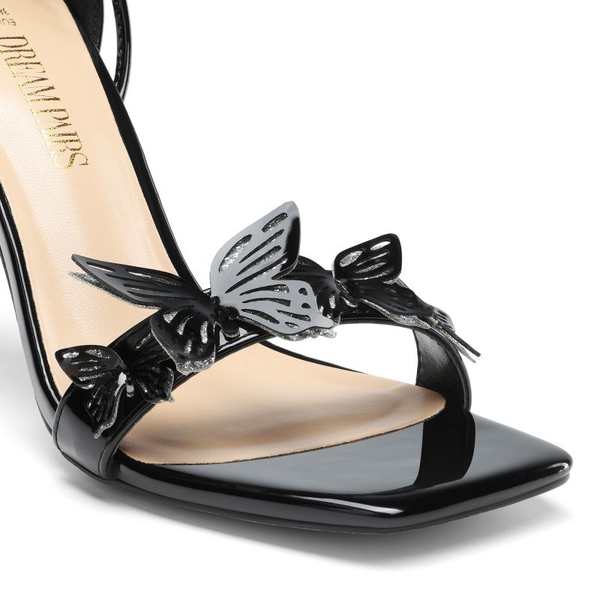 Butterfly Lace Up Stilleto High Heels - BLACK-PAT - 6